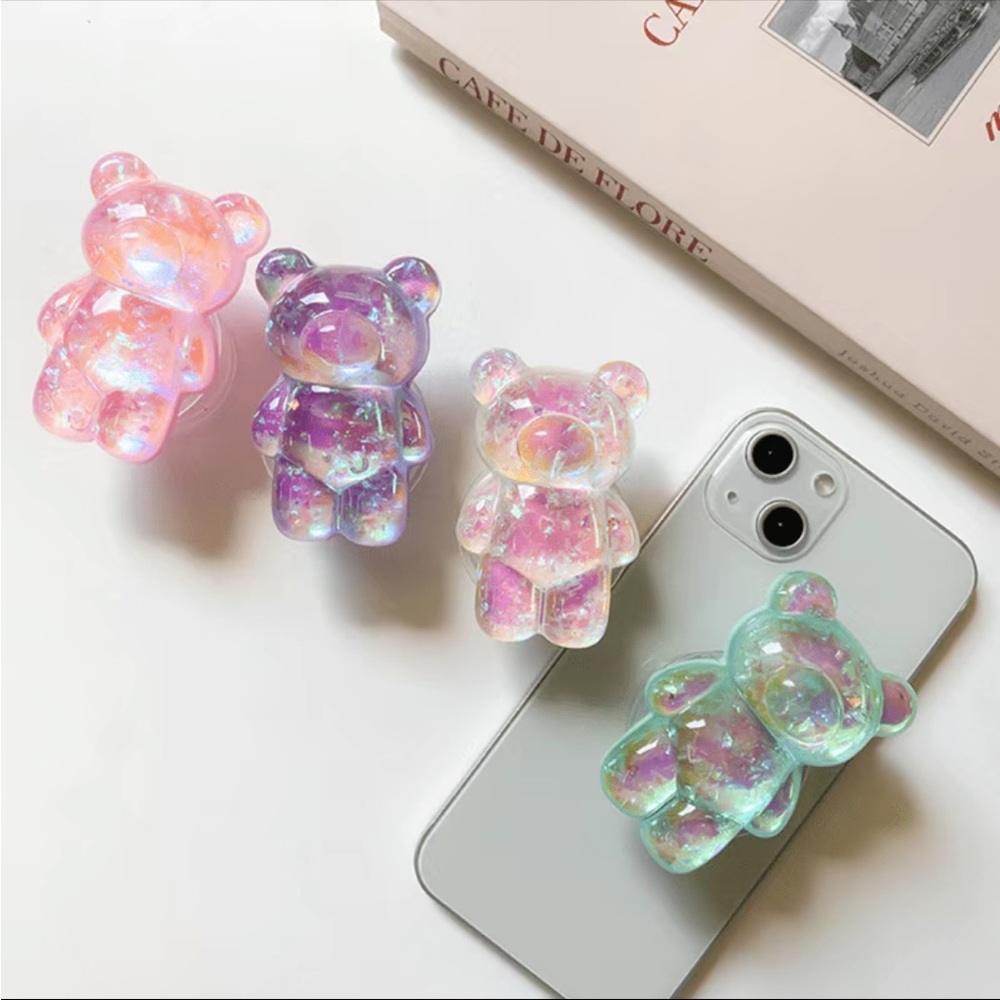 Glitter Bear Phone Holder/pop socket，Perfect Gift For Birthdays,Boys & Girls